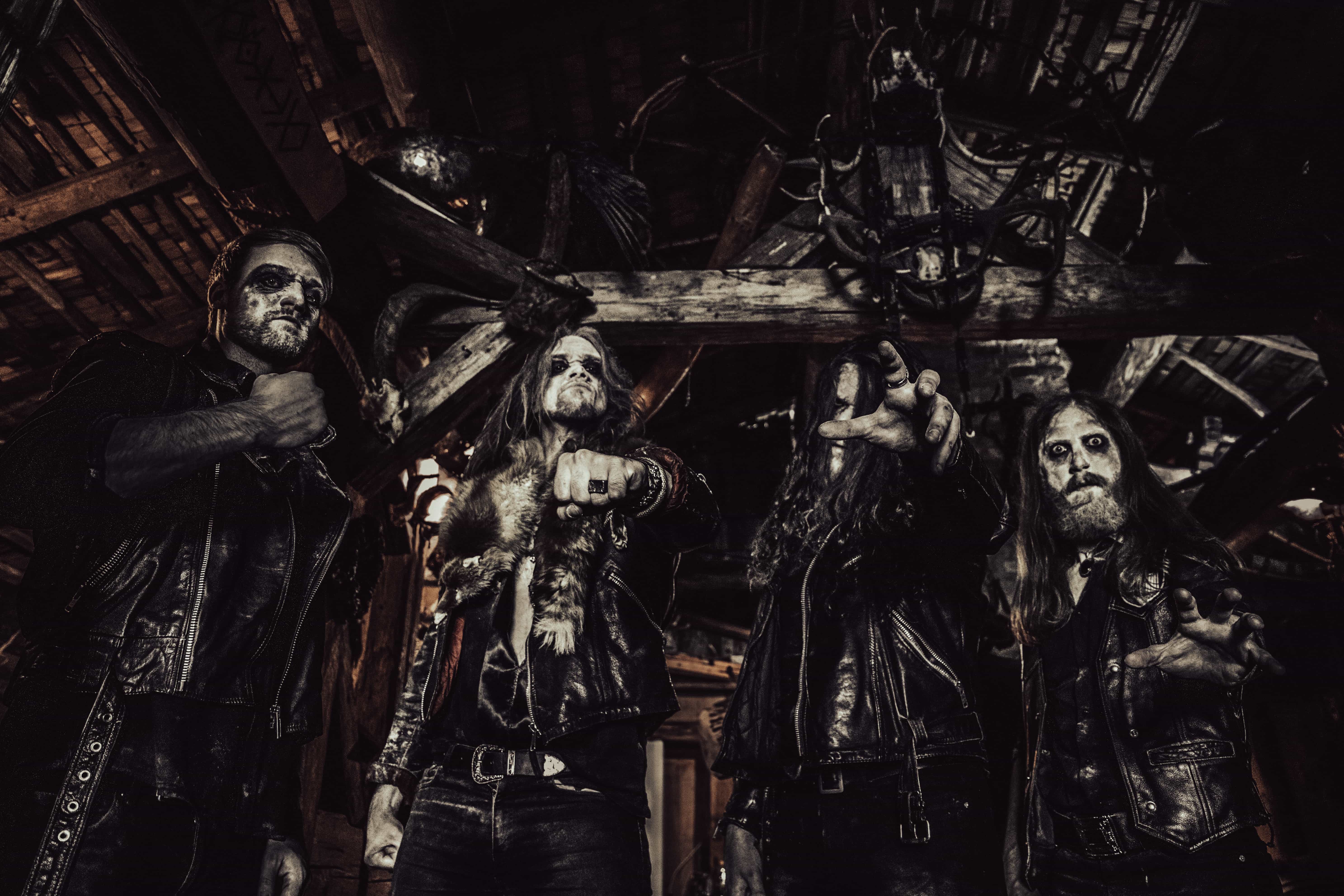 Ensanguinate full band posing at Abtenau photoshoot