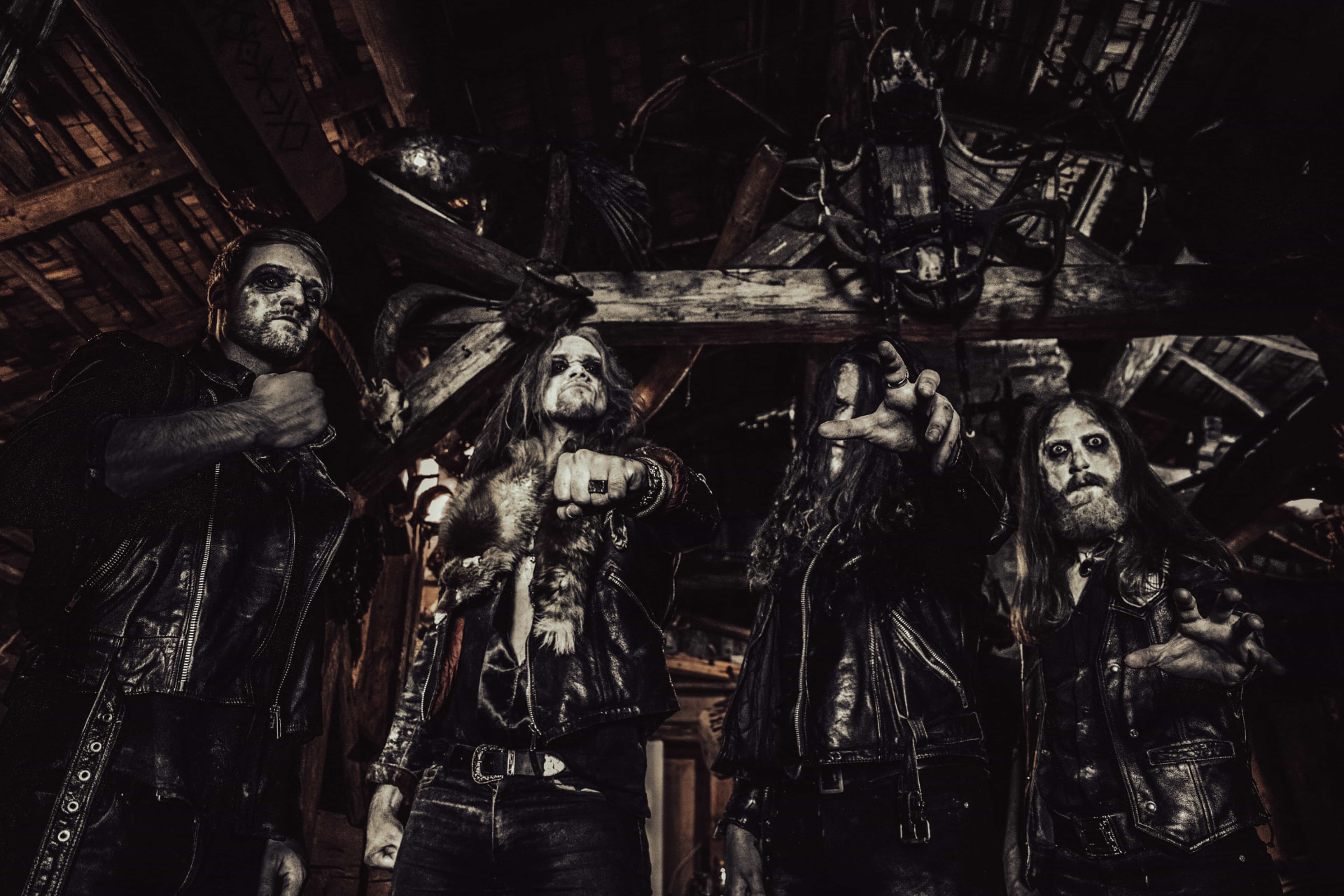 Ensanguinate full band posing at Abtenau photoshoot